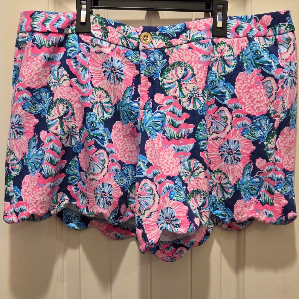 Lilly Pulitzer Buttercup Knit Shorts in‎ Pink and Blue Floral Size 14